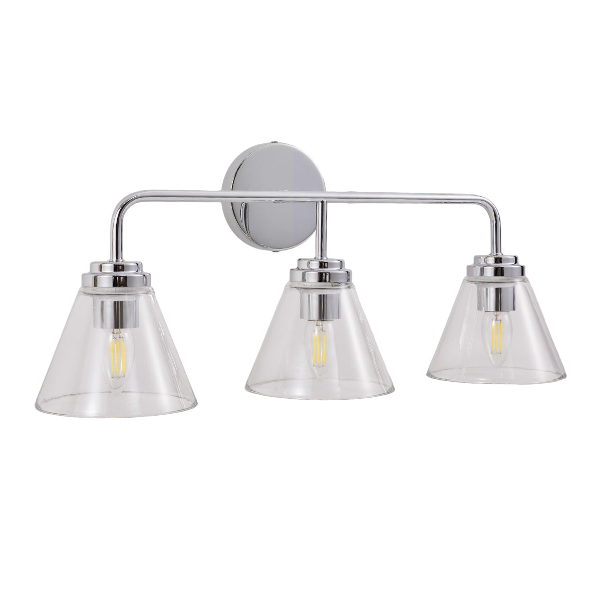 Modern Cone Clear Glass Shade Bathroom Wall Sconces