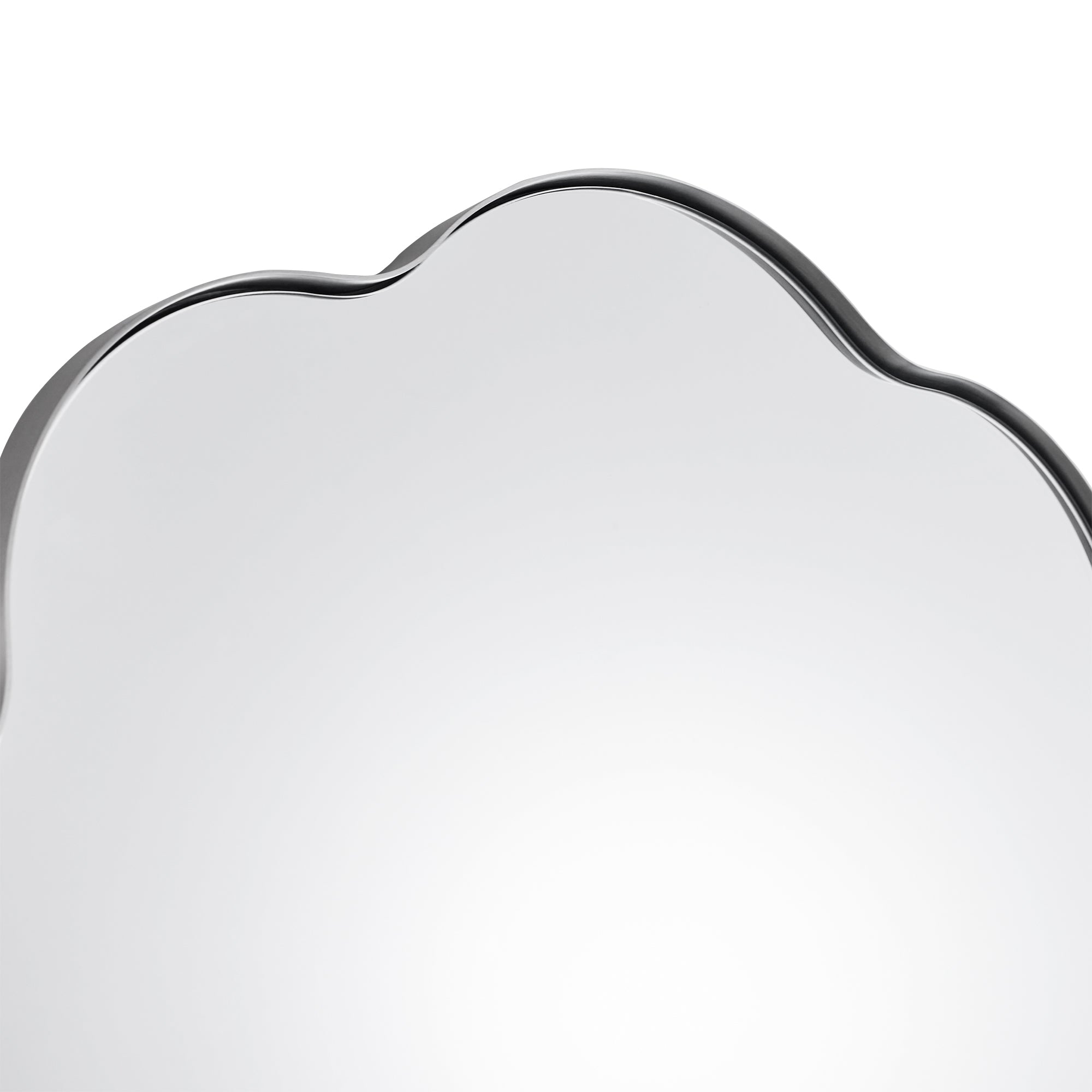 Contemporary Wavy Oval Scalloped Bathroom Vanity Mirror Irregular Decorative Mirror| Stainless Steel Framed