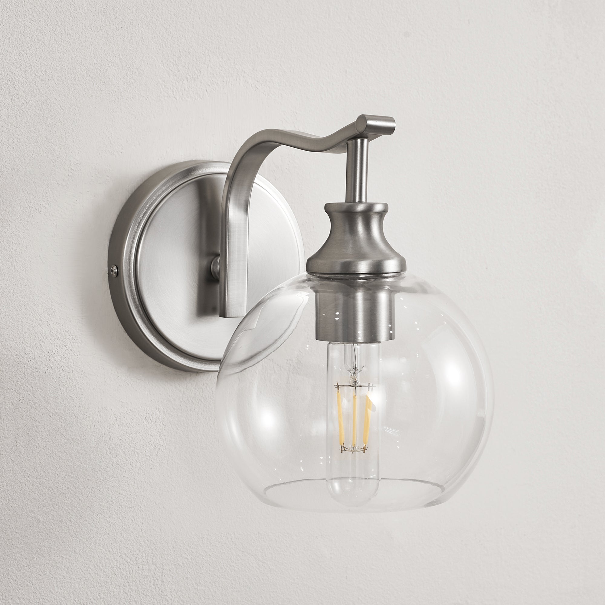 Modern Clear Globe Glass Shade Metal Crank Frame Bathroom Sconces