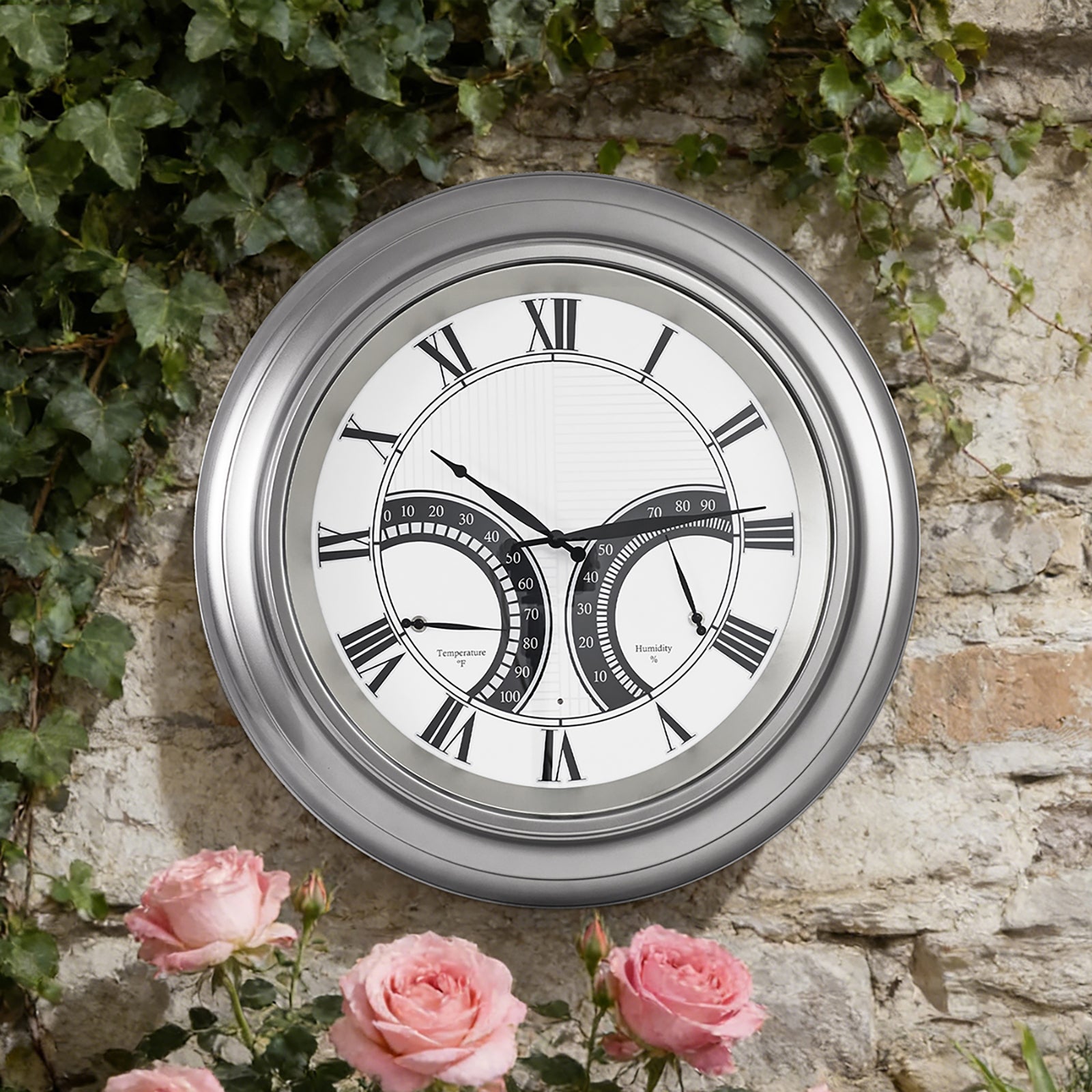 Contemporary 24 Inch Large Outdoor Wall Clock Waterproof Illuminated Clock,Stripe Dial