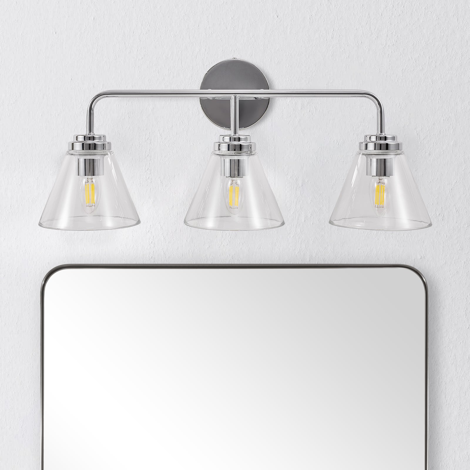 Modern Cone Clear Glass Shade Bathroom Wall Sconces