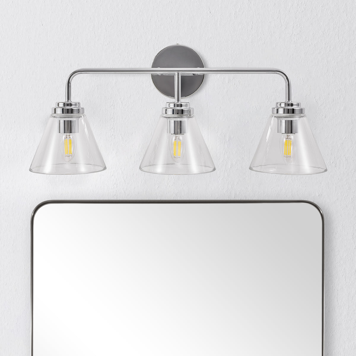 Modern Clear Cone Glass Shade Bathroom Vanity Light