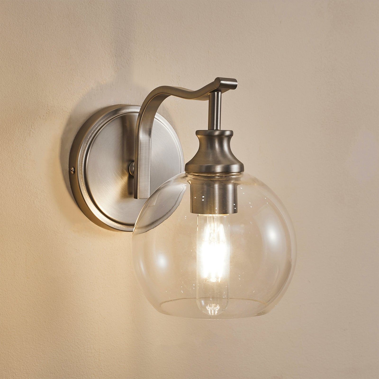 Modern Clear Globe Glass Shade Metal Crank Frame Bathroom Sconces