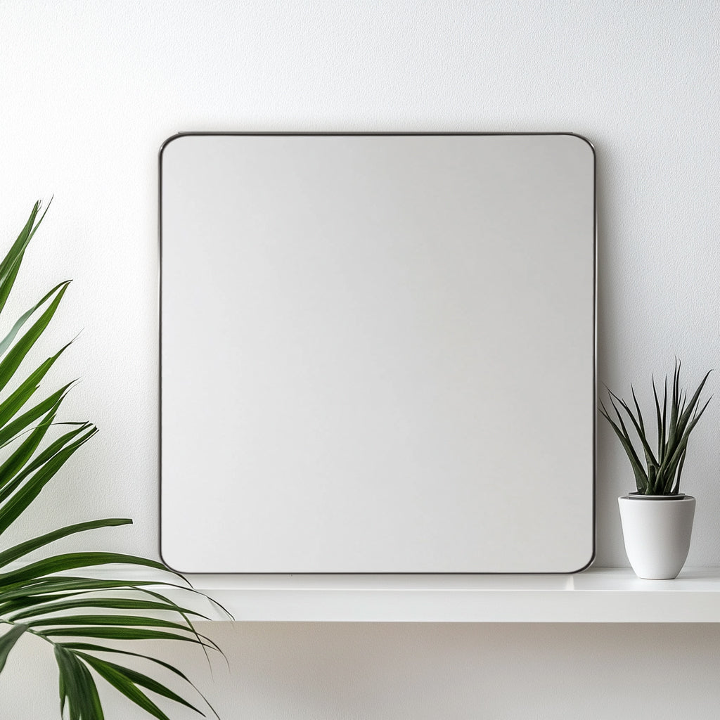 ANDY STAR Square Bathroom Mirror, Wall Decor Circle Mirror with Stainless Steel Frame