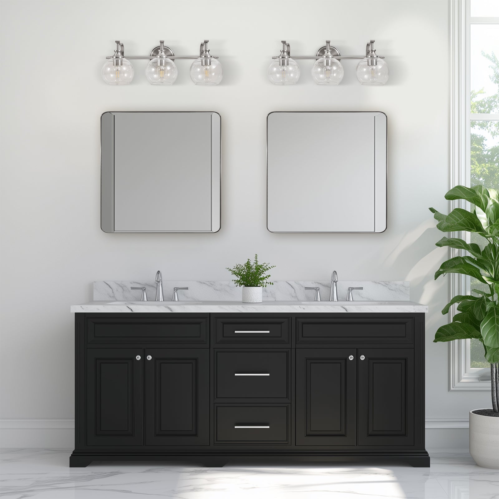 ANDY STAR Square Bathroom Mirror, Wall Decor Circle Mirror with Stainless Steel Frame