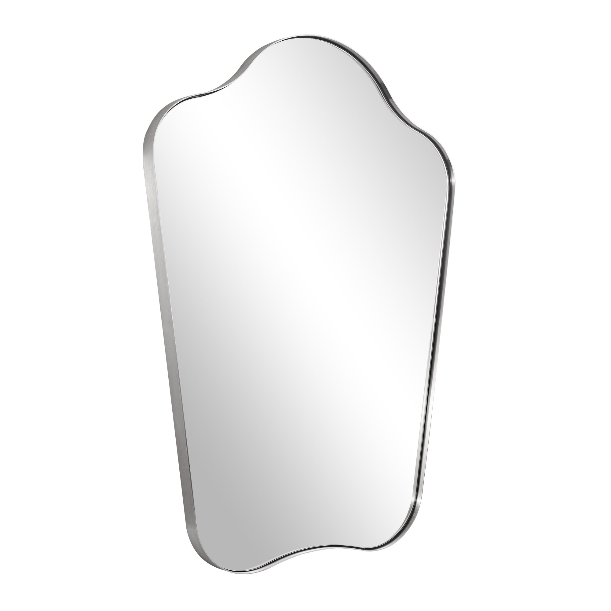 Contemporary Dual Arch Wall Mirror Irregular Scalloped Bathroom Mirror | Stainless Steel Frame