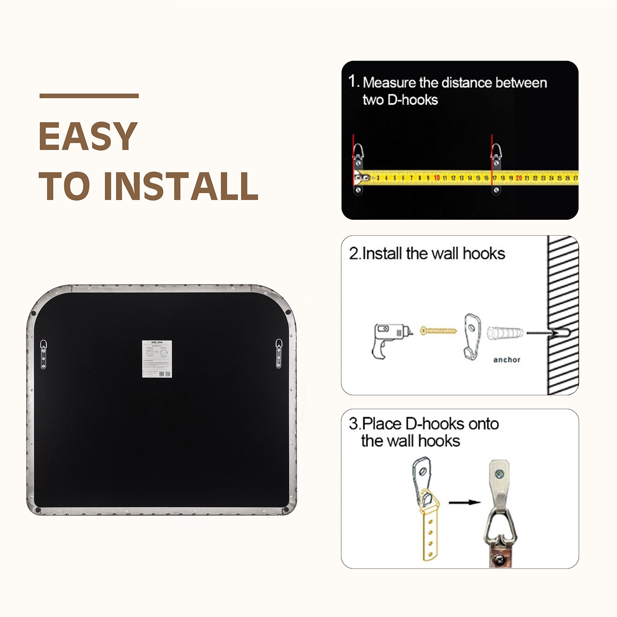 Modern Mantel Wide Arch Rectangle Bathroom Vanity Mirror | Stainless Steel Frame