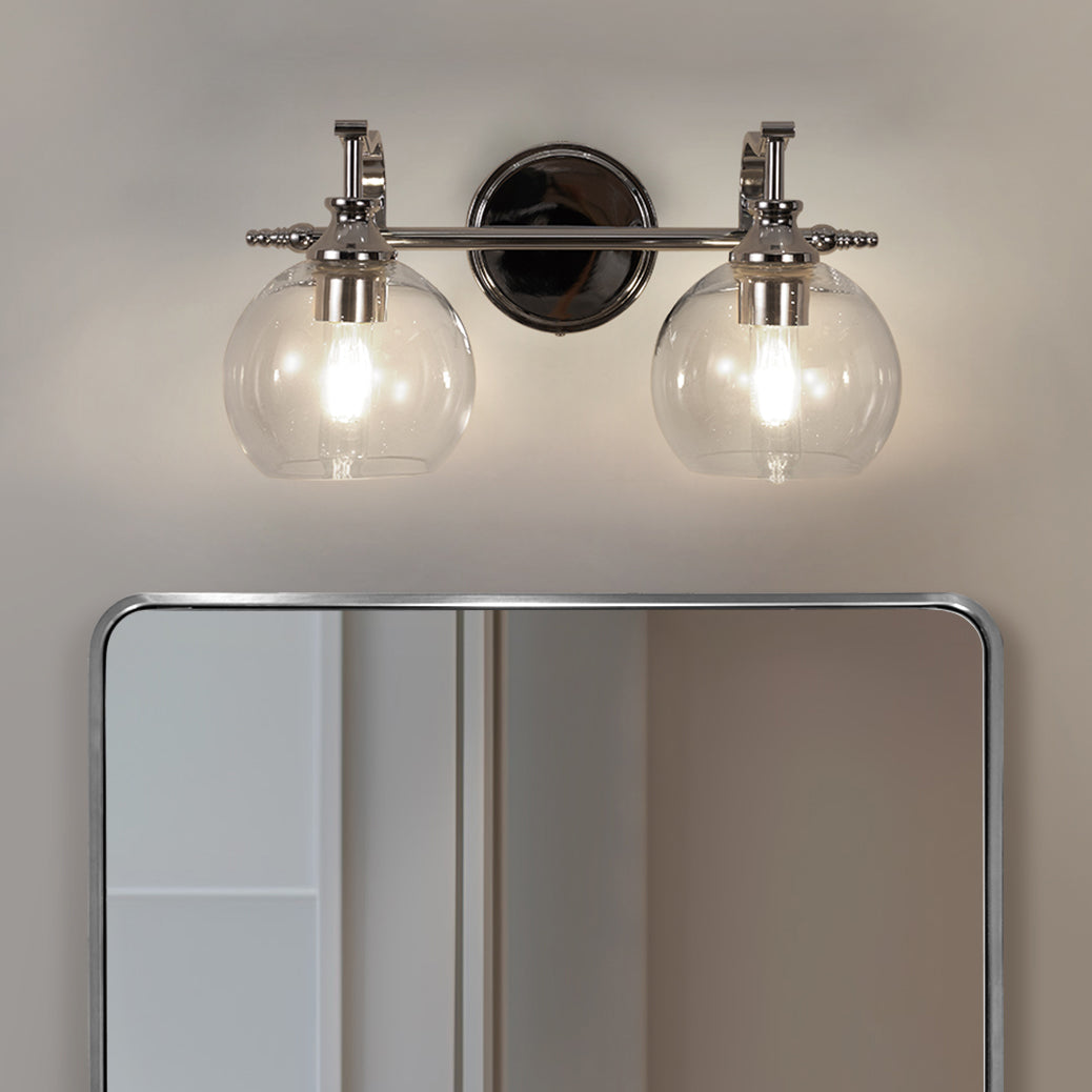 Modern Clear Globe Glass Shade Metal Crank Frame Bathroom Sconces