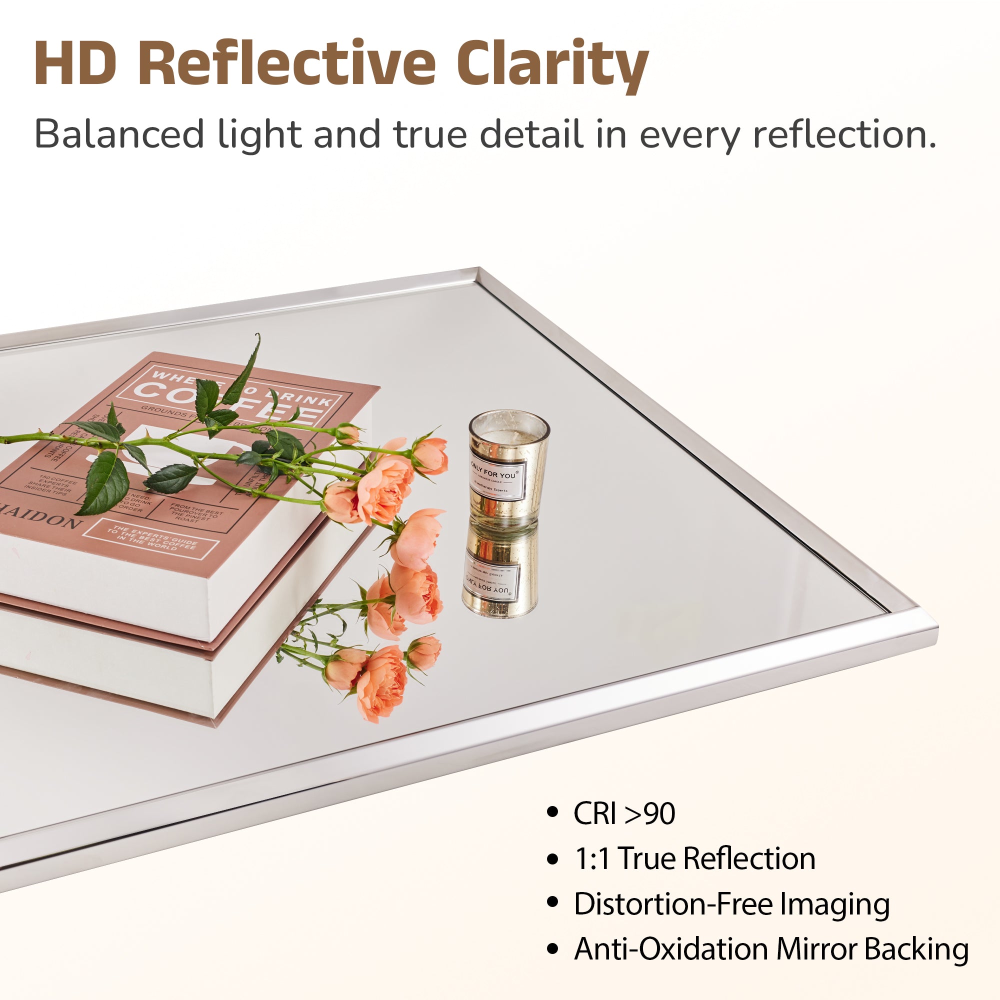 Luxury Beveled Stainless Steel Framed Rectangular Bathroom Vanity Mirror