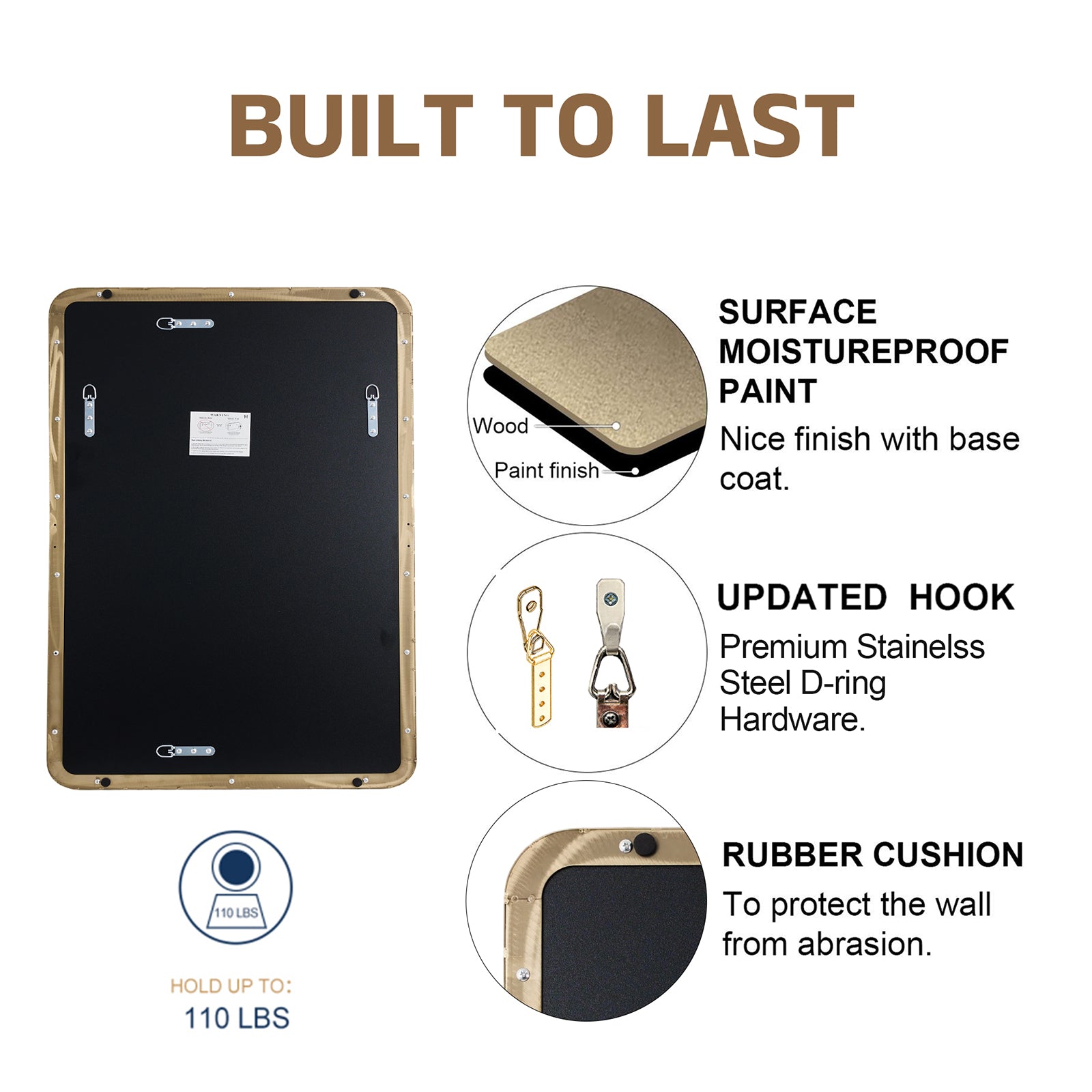 Modern Rounded Rectangle Mirror for Bathroom/ Vanity/ Wall | Stainless Steel Frame