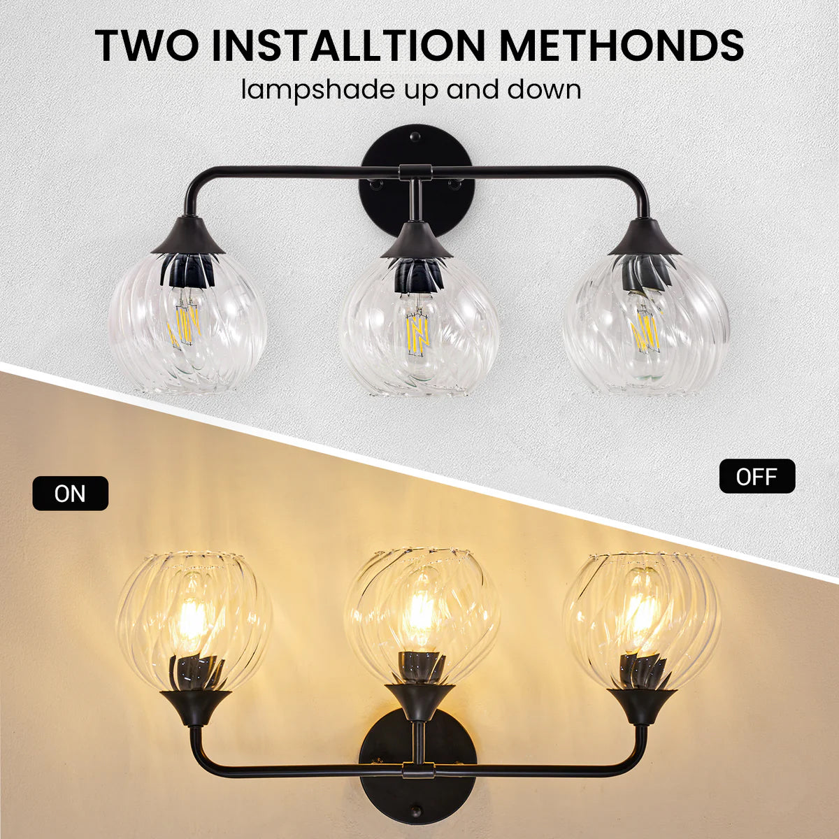Striped Spiral Glass Globe Shade Wall Sconce Vanity Lights
