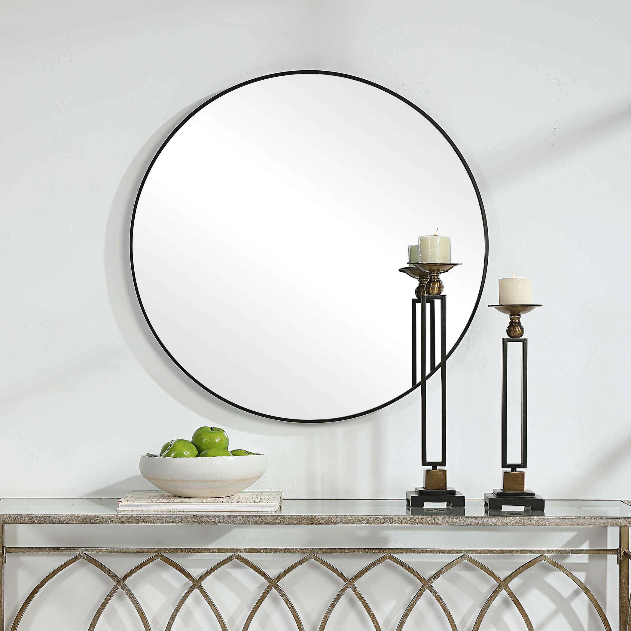 Contemporary Round Bathroom Mirrors Circle Wall Mirrors | Stainless Steel Frame