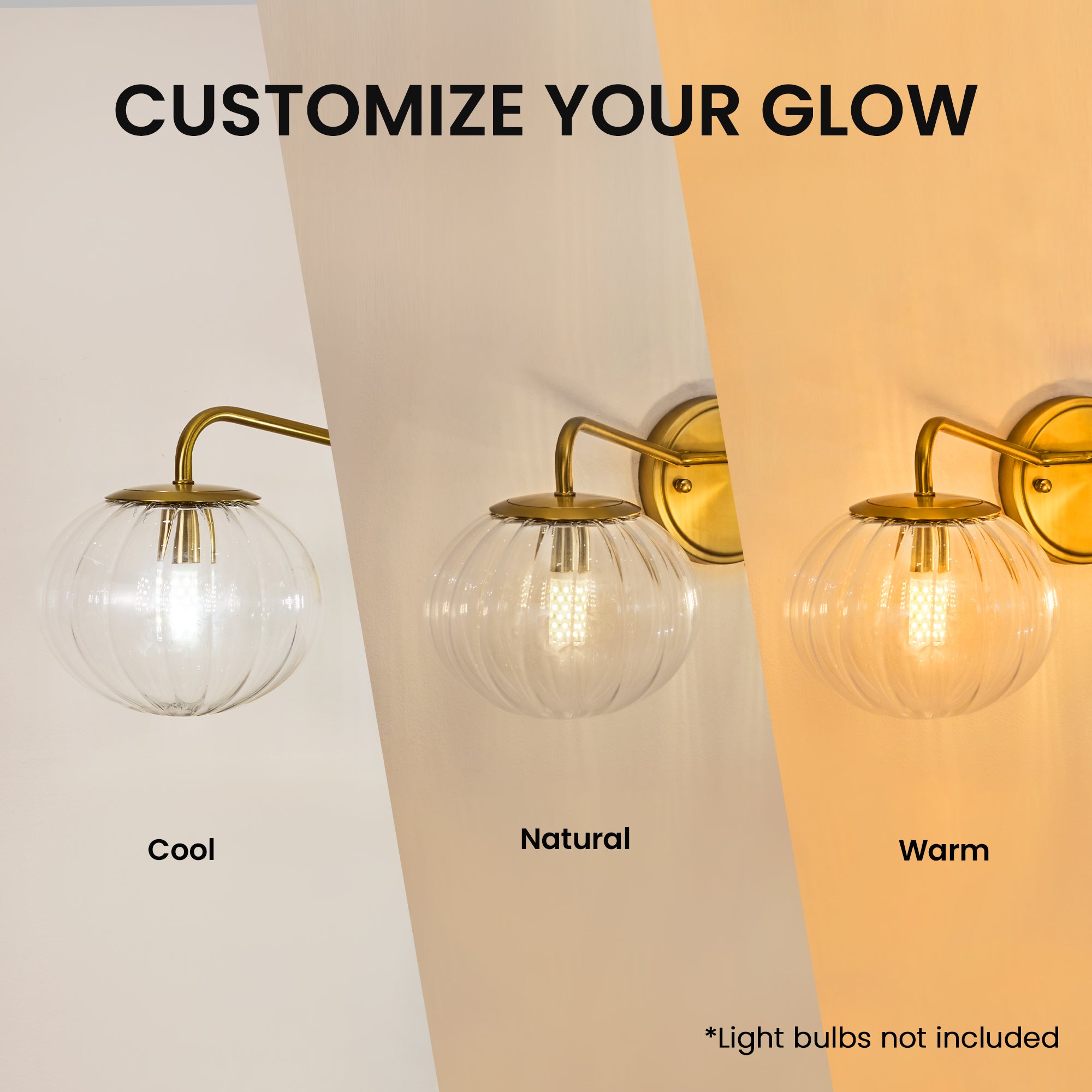 Contemporary Pumpkin Clear Glass Shades Bathroom Wall Sconce