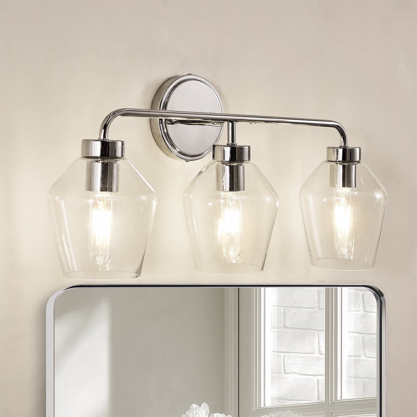 Contemporary Metal Frame Clear Glass Shade Wall Sconce Bathroom Vanity Light