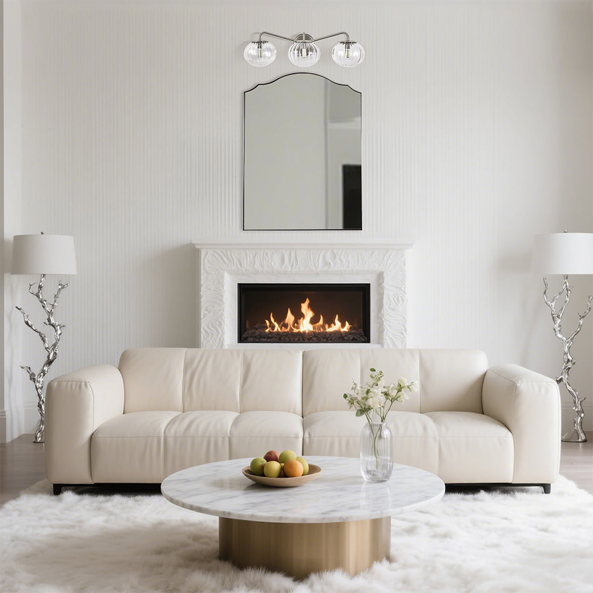 Contemporary Pumpkin Clear Glass Shades Bathroom Wall Sconce