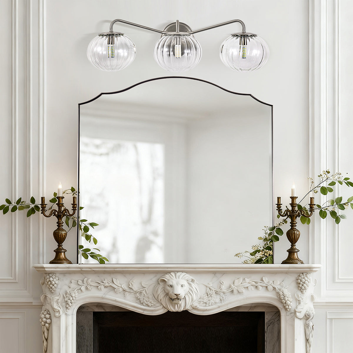 Contemporary Pumpkin Clear Glass Shades Bathroom Wall Sconce