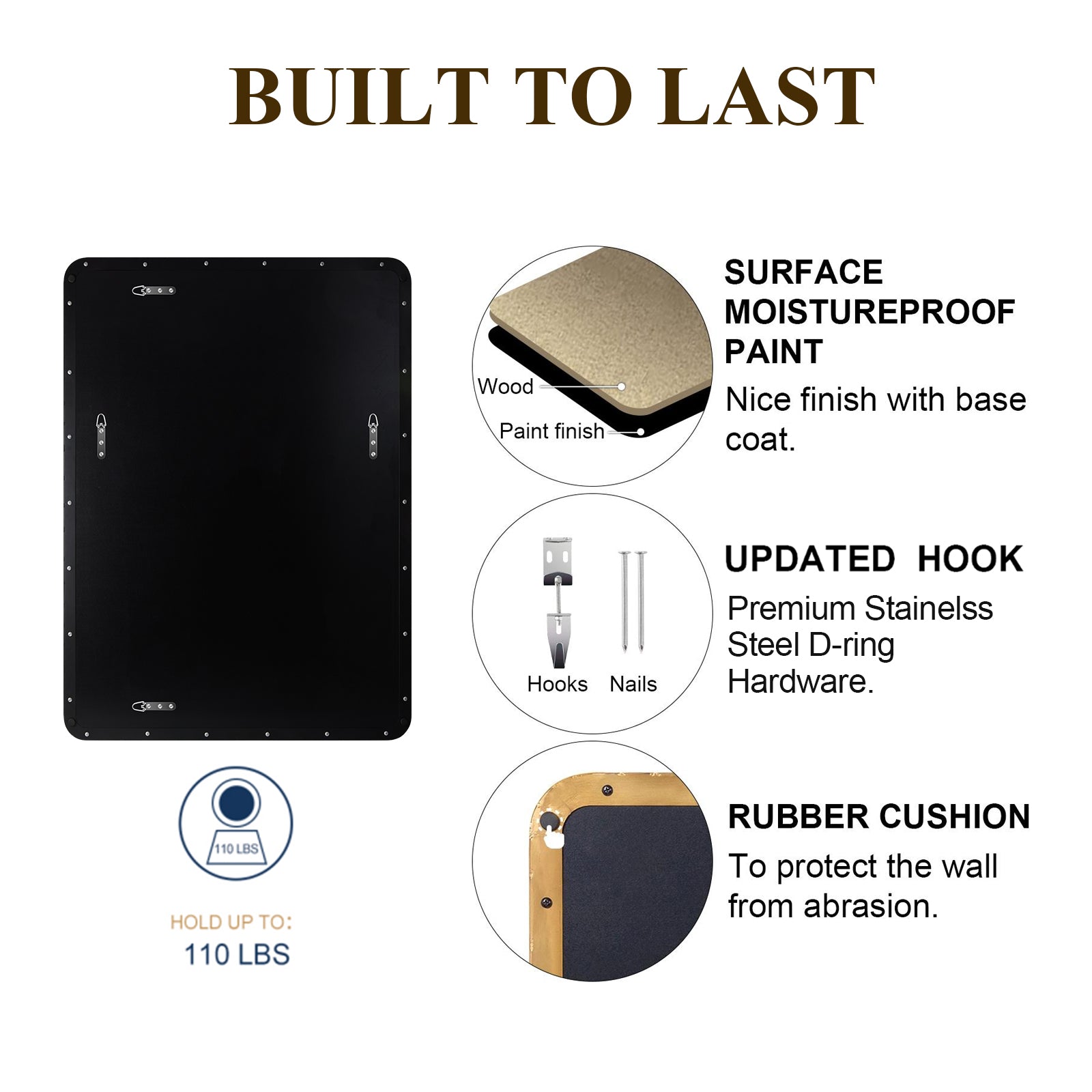 Modern Rounded Rectangle Mirror for Bathroom/ Vanity/ Wall | Stainless Steel Frame