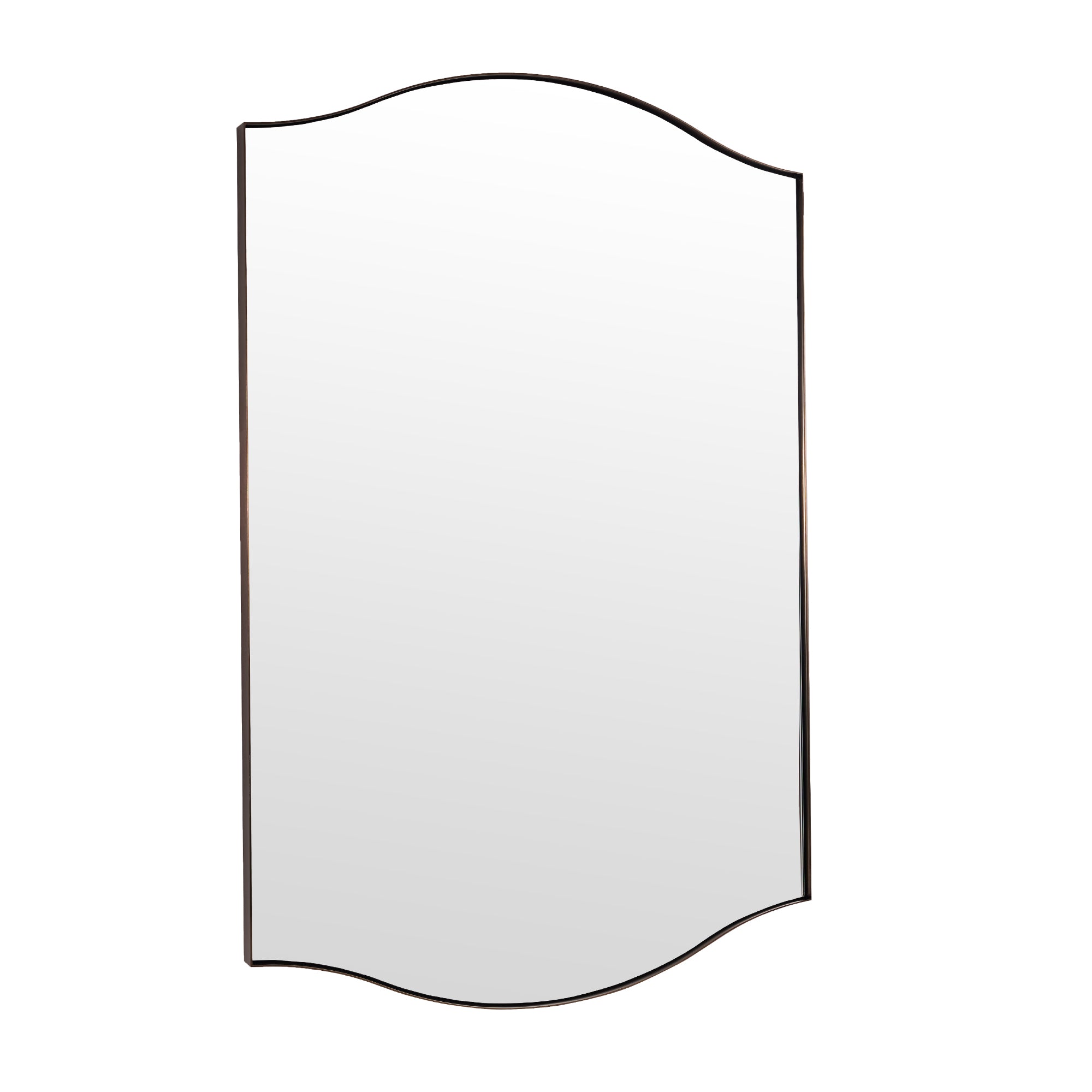 Dual Curve Arch Rectangular Scalloped Bathroom Wall Mirror |Stainless Steel Framed