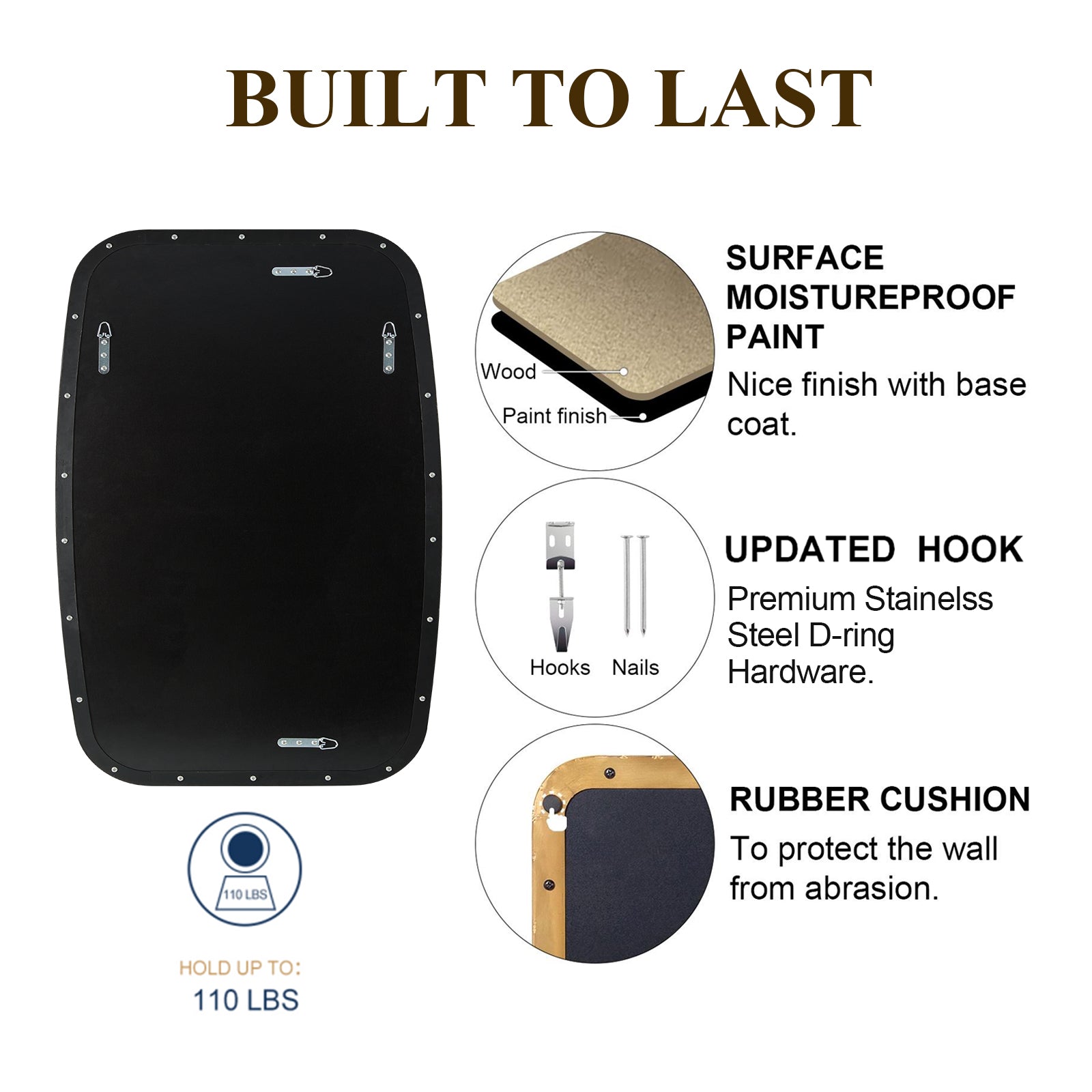 Modern Oval Oblong Bathroom Vanity Mirror | Stainless Steel Frame