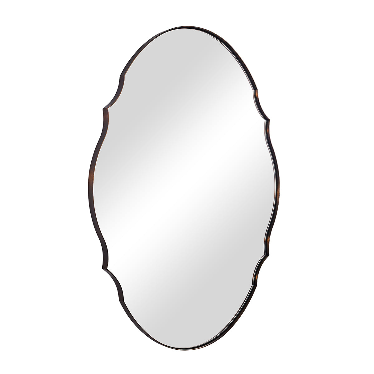 Contemporary Oval Scalloped Wall Mirror Irregular Bathroom Vanity Mirror| Stainless Steel Frame