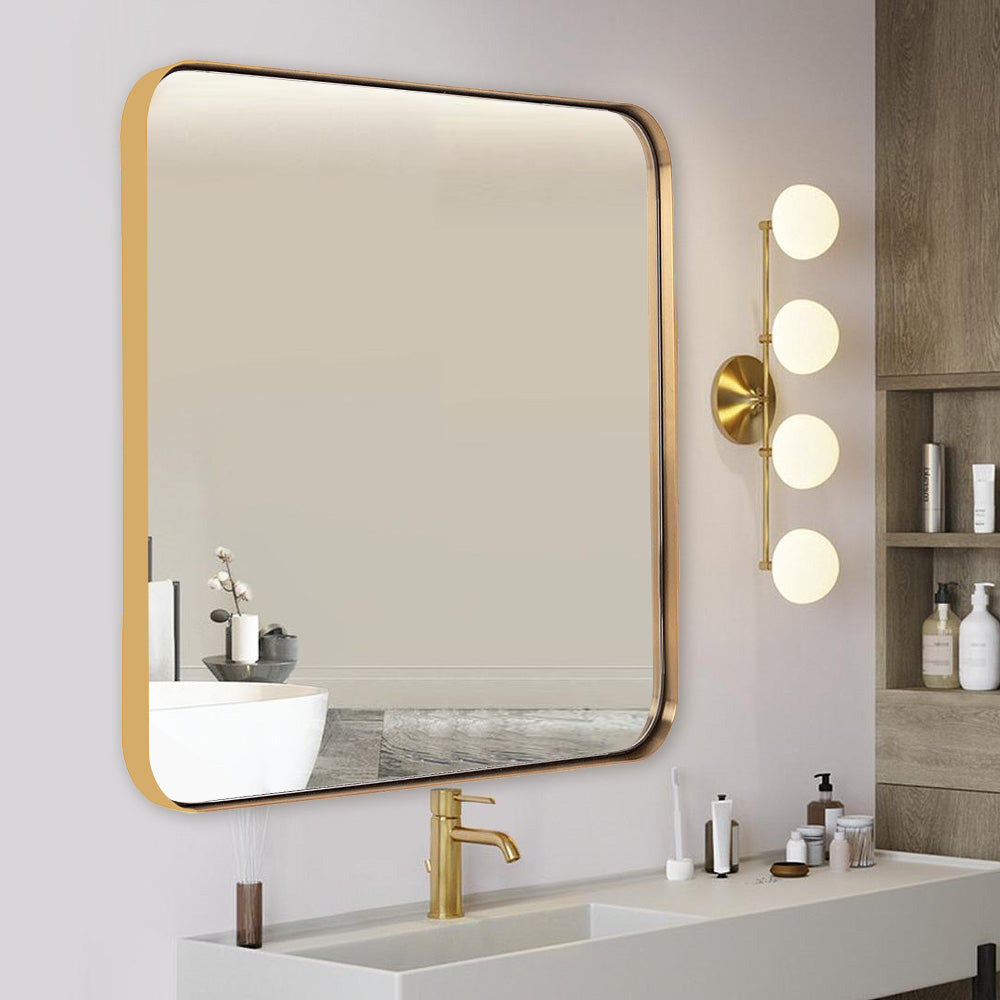 ANDY STAR Square Bathroom Mirror, Wall Decor Circle Mirror with Stainless Steel Frame