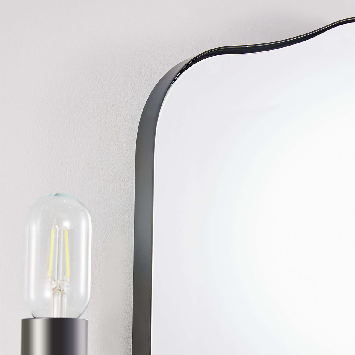 Contemporary Arch Top Curved Arched Bathroom Vanity Mirror | Stainless Steel Frame