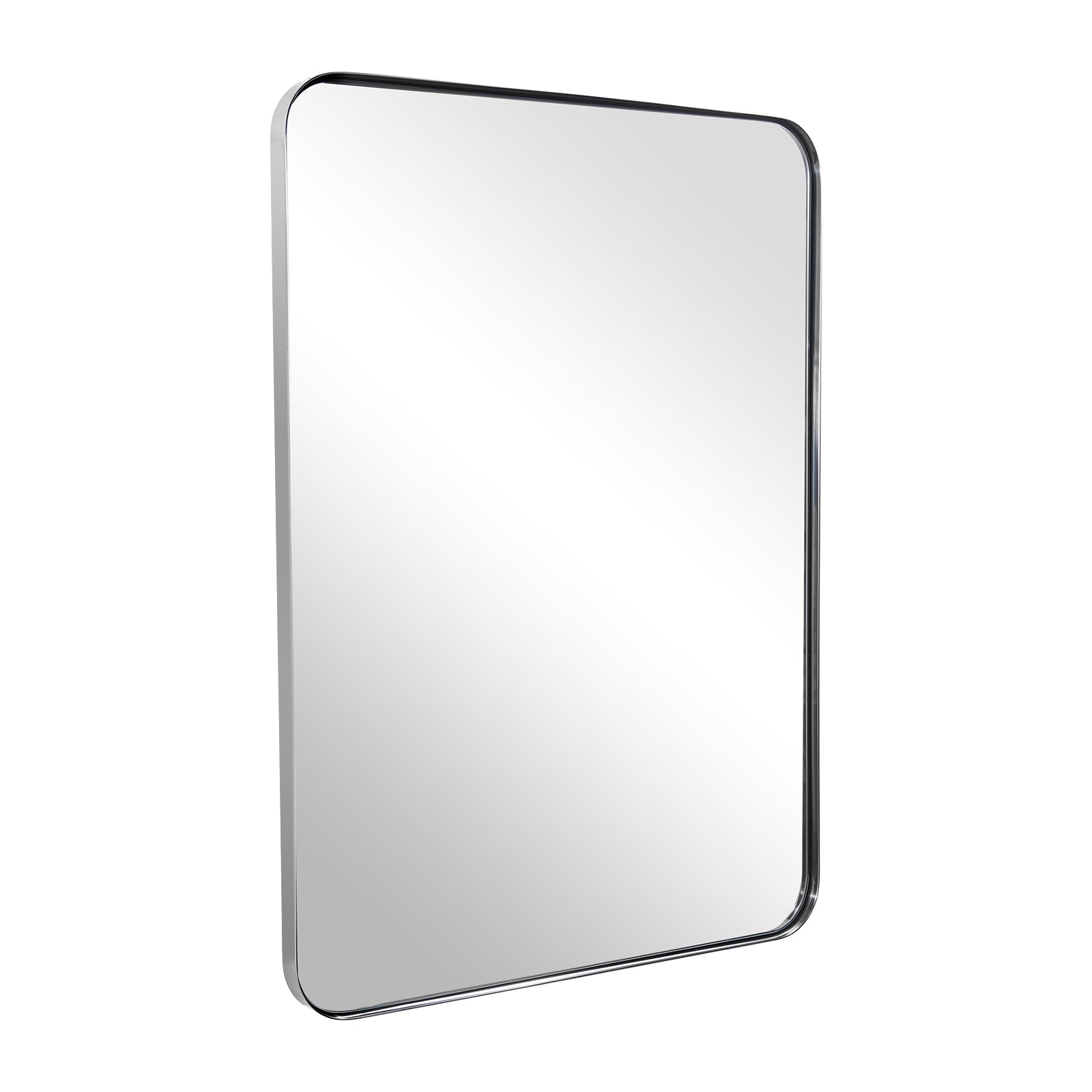 Modern Rounded Rectangle Mirror for Bathroom/ Vanity/ Wall | Stainless Steel Frame