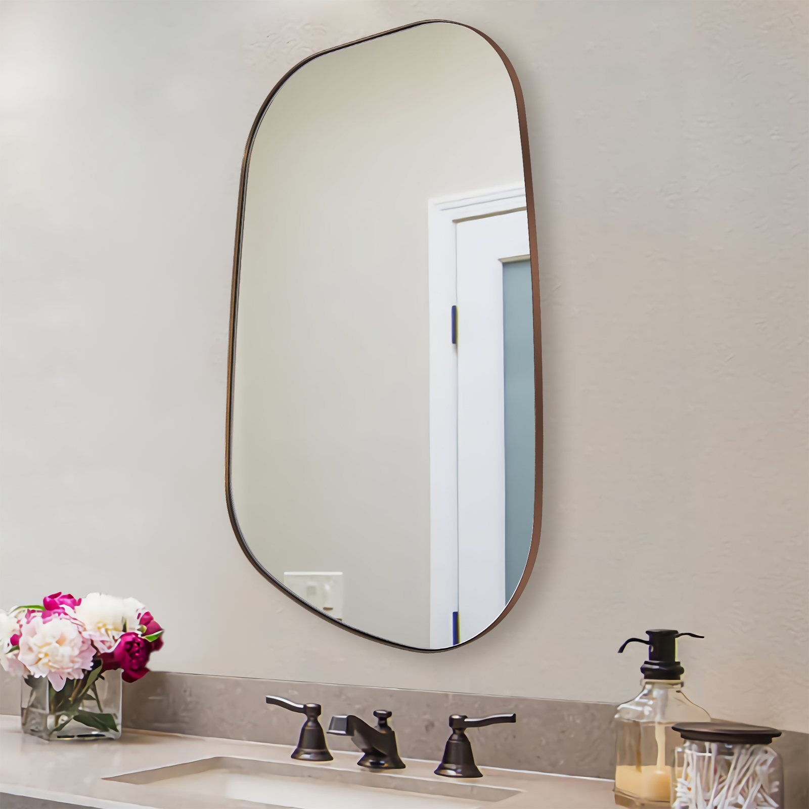 Irregular Asymmetrical Mirror for Bathroom, Living Room