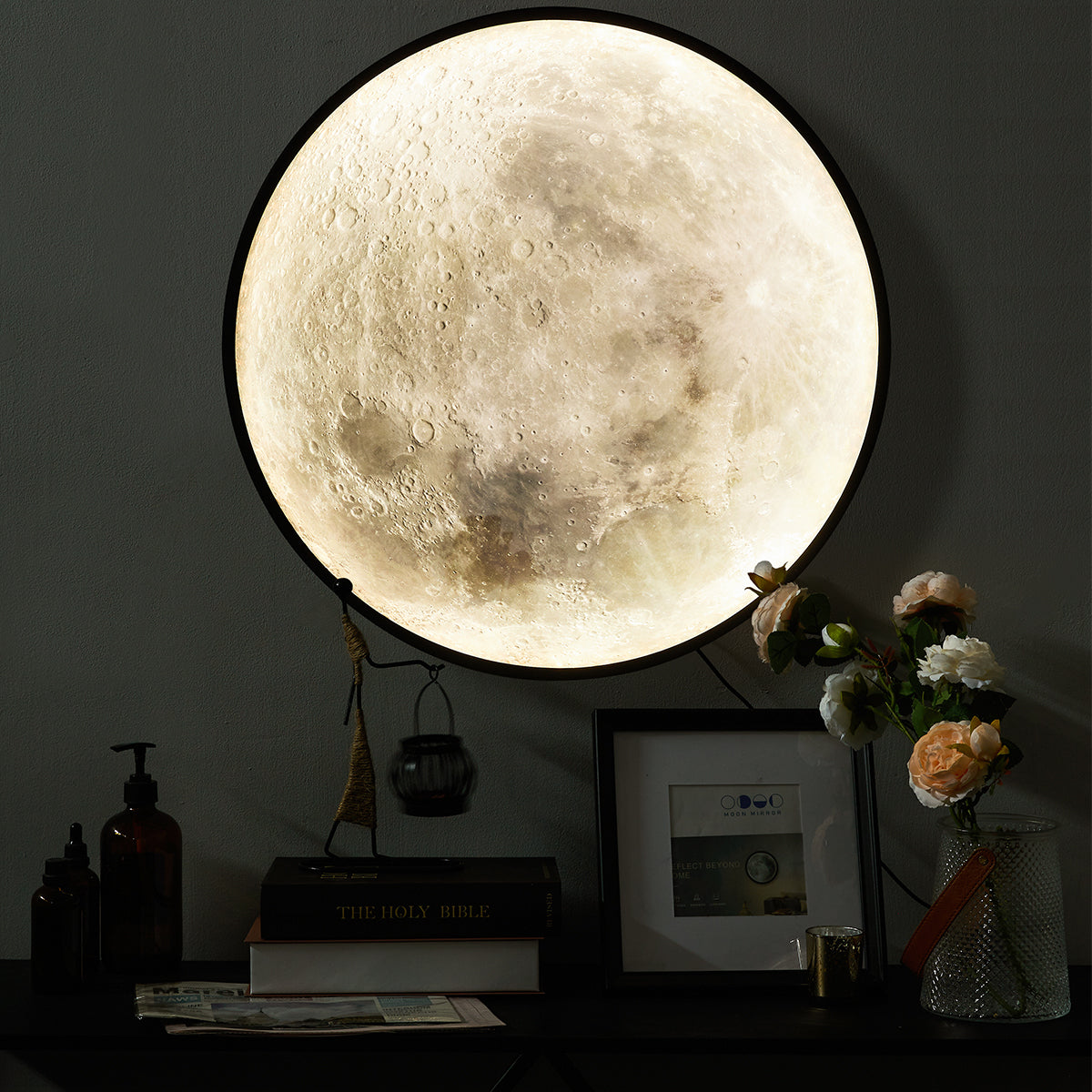 Magic Luminous Moon Mirror Illuminated LED Moon Lamp Big Size Moon Mirror That Turn Into Moon