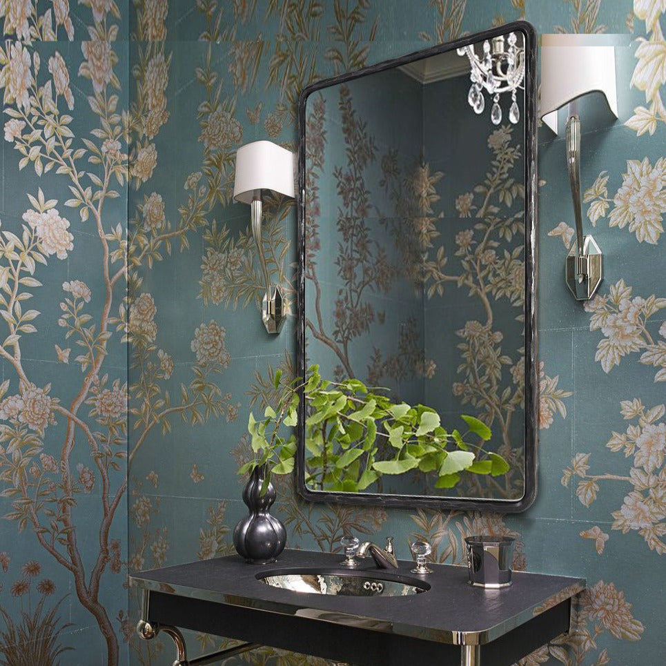 Antique Forged Iron Rectangle Wall Mirrors Wrought Iron Mirror Hand Hammer Frame