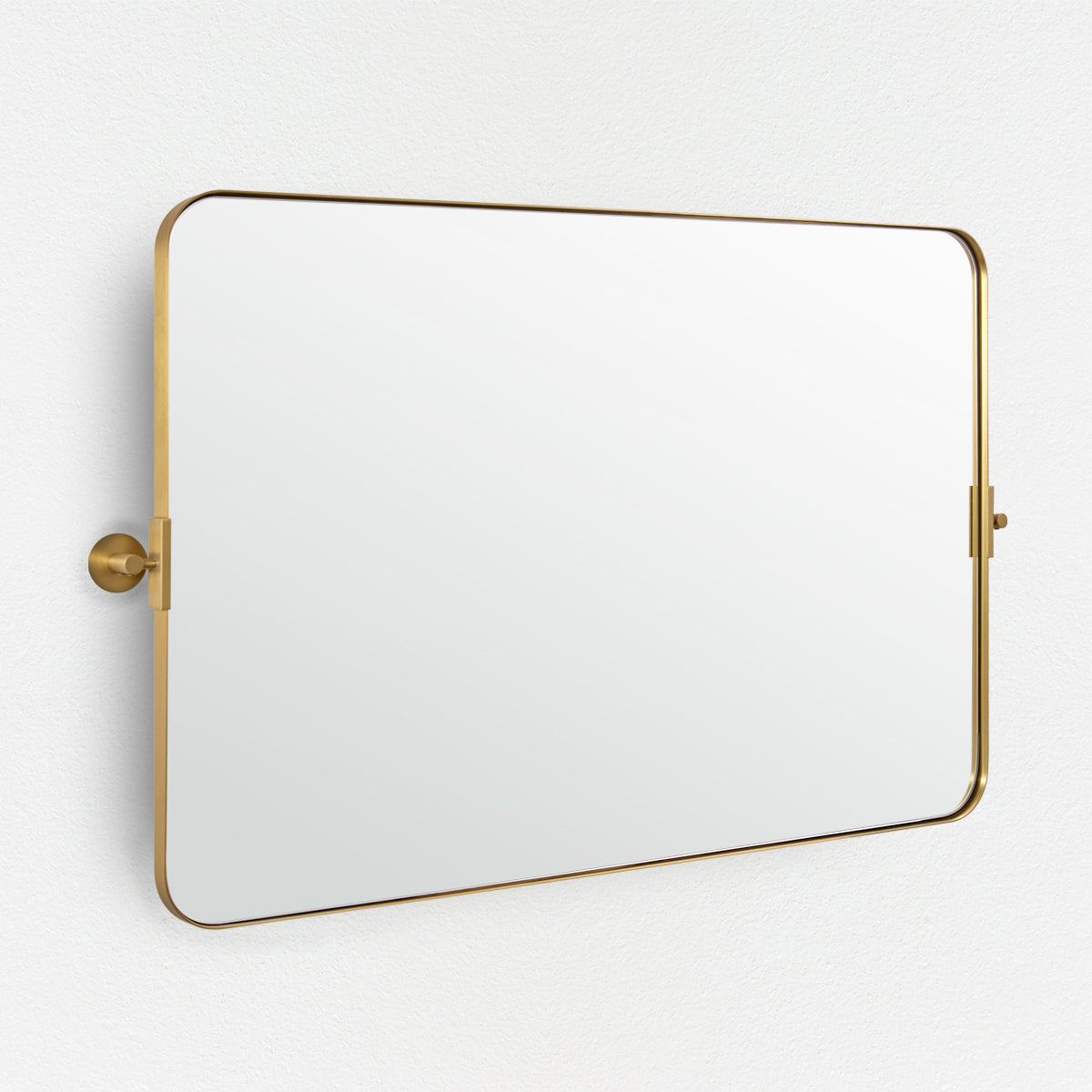 Modern Gold Tilting Rectangle Pivot Mirrors for Bathroom with Stainless Steel Frame