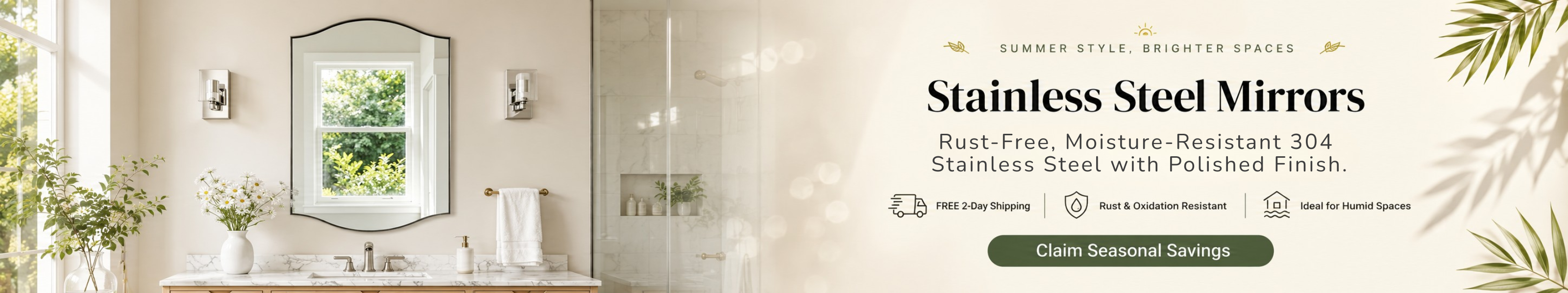 Stainless Steel Framed Mirror