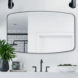 Modern Oblong Oval Bathroom Mirror with Stainless Steel Frame