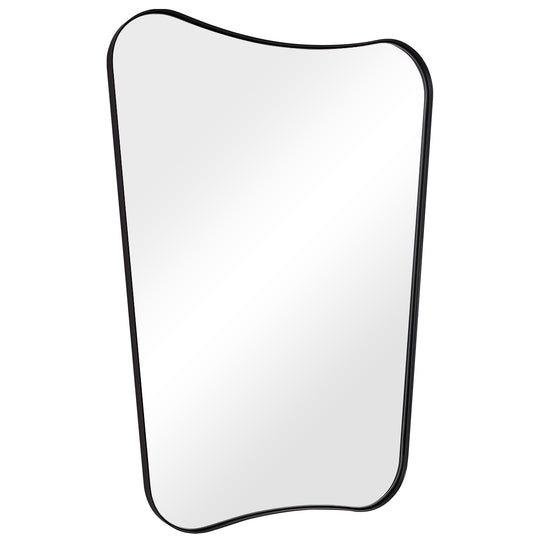 Concave Top Scalloped Asymmetrical Mirror |Stainless Steel Frame