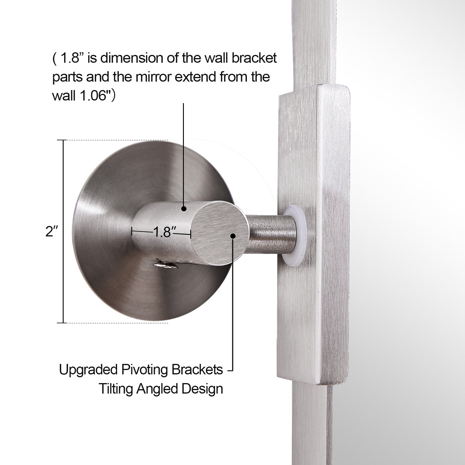 Open Box Like New: Tilting Pivot Rectangular Bathroom Mirrors | Stainless Steel Frame