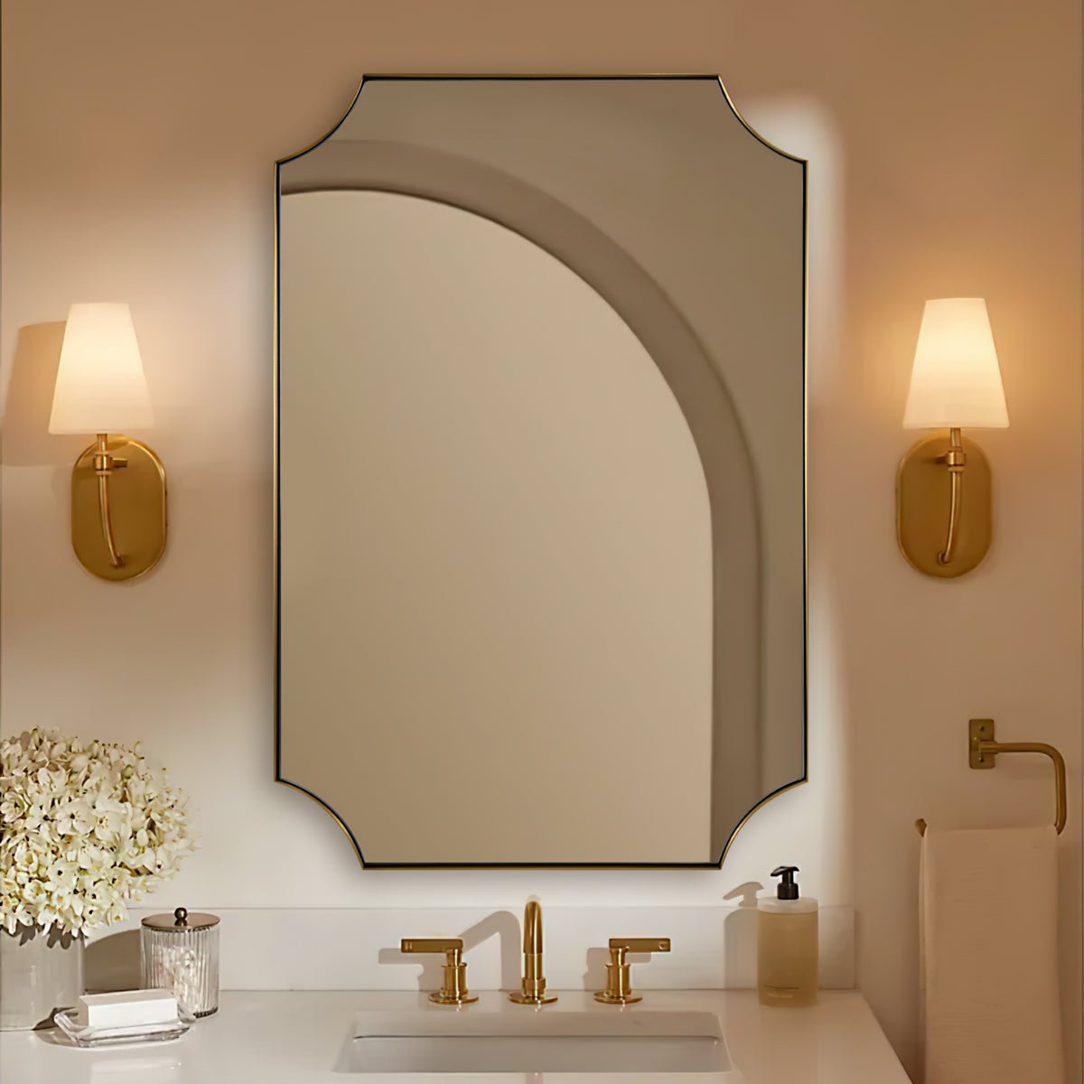 Open Box Like New: Scalloped Bathroom Decor Wall Mirrors, Arch Irregular Mirror