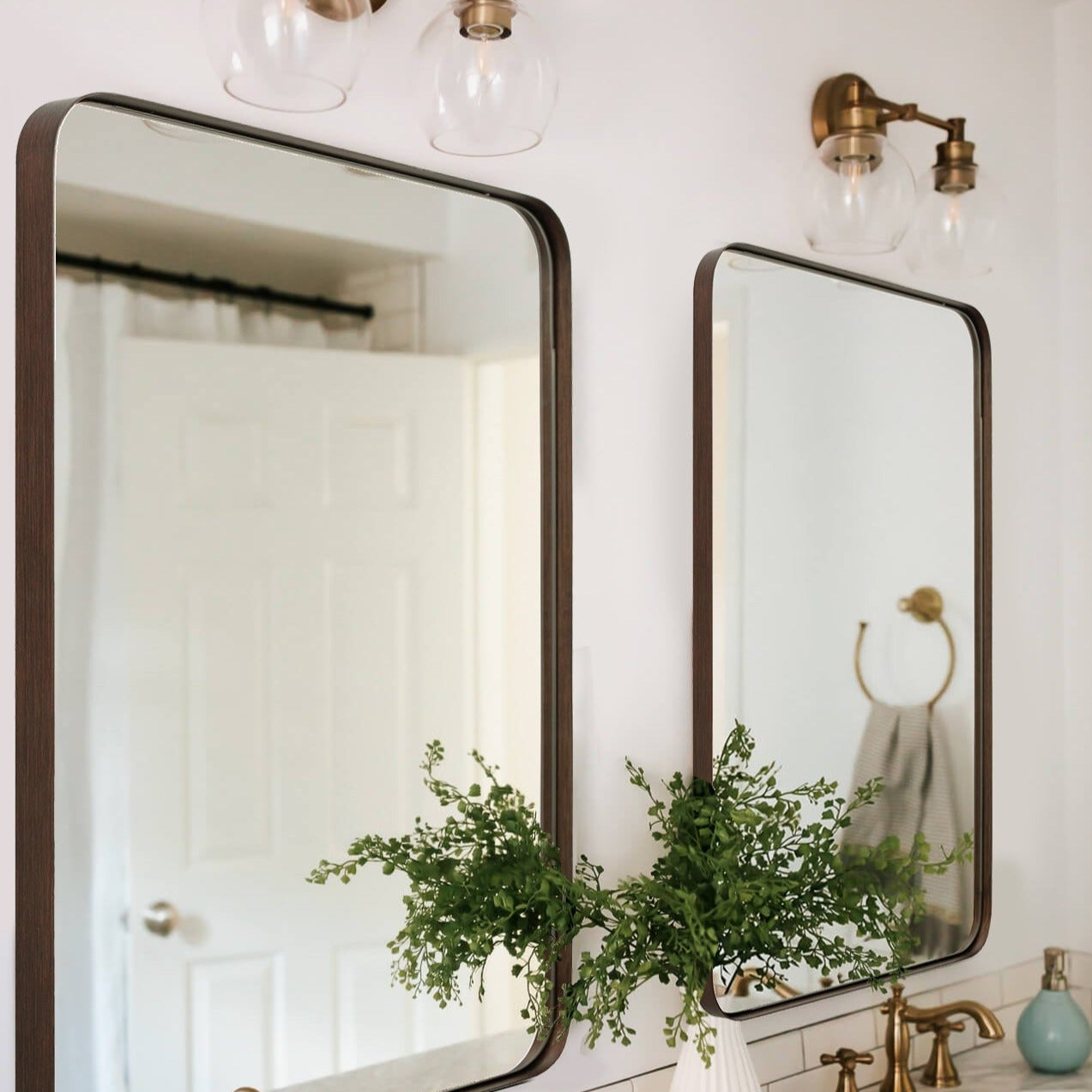 Modern Brushed Bronze Rounded Rectangle Bathroom/ Vanity Mirror| Stainless Steel Frame