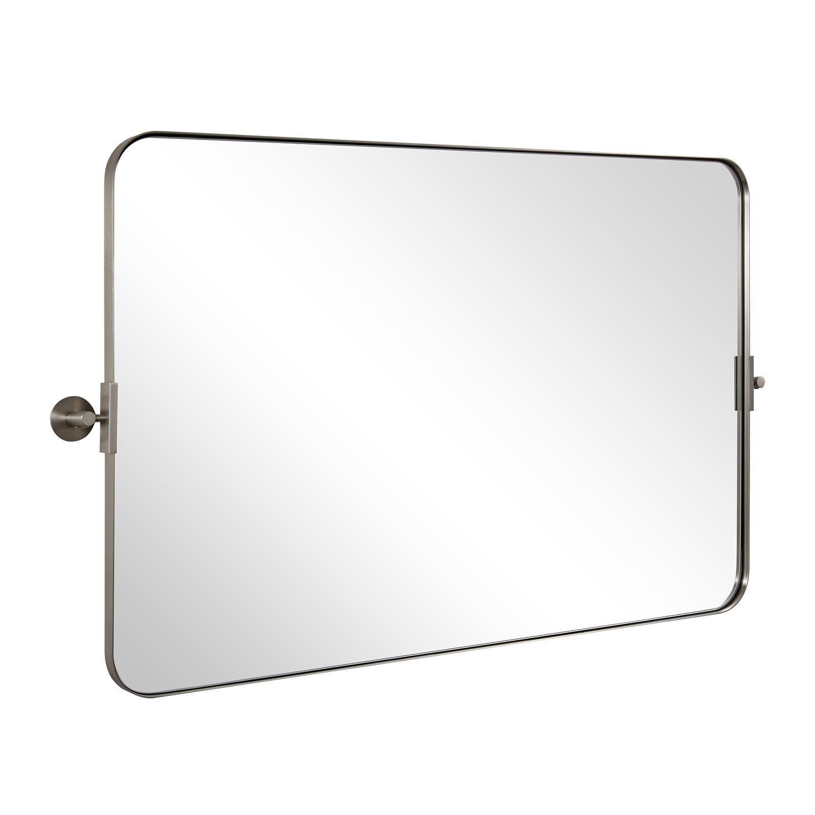 Open Box Like New: Tilting Pivot Rectangular Bathroom Mirrors | Stainless Steel Frame