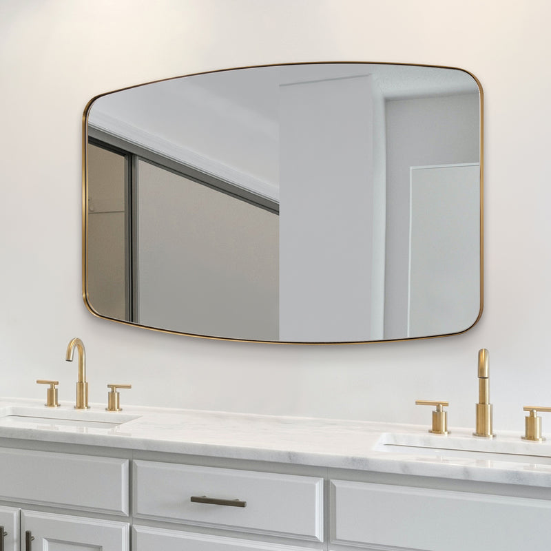 Modern Oblong Oval Bathroom Mirror with Stainless Steel Frame