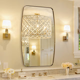 Modern Oblong Oval Bathroom Mirror with Stainless Steel Frame