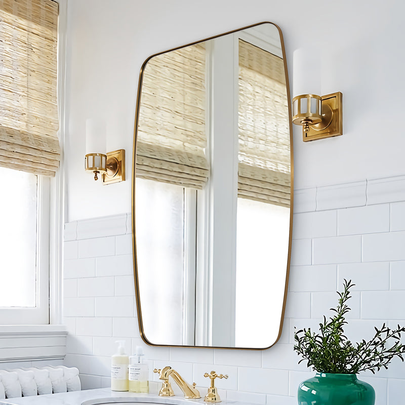 Modern Oblong Oval Bathroom Mirror with Stainless Steel Frame