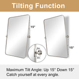 Brushed Nickel Rectangle Pivot Mirrors with Stainless Steel Frame