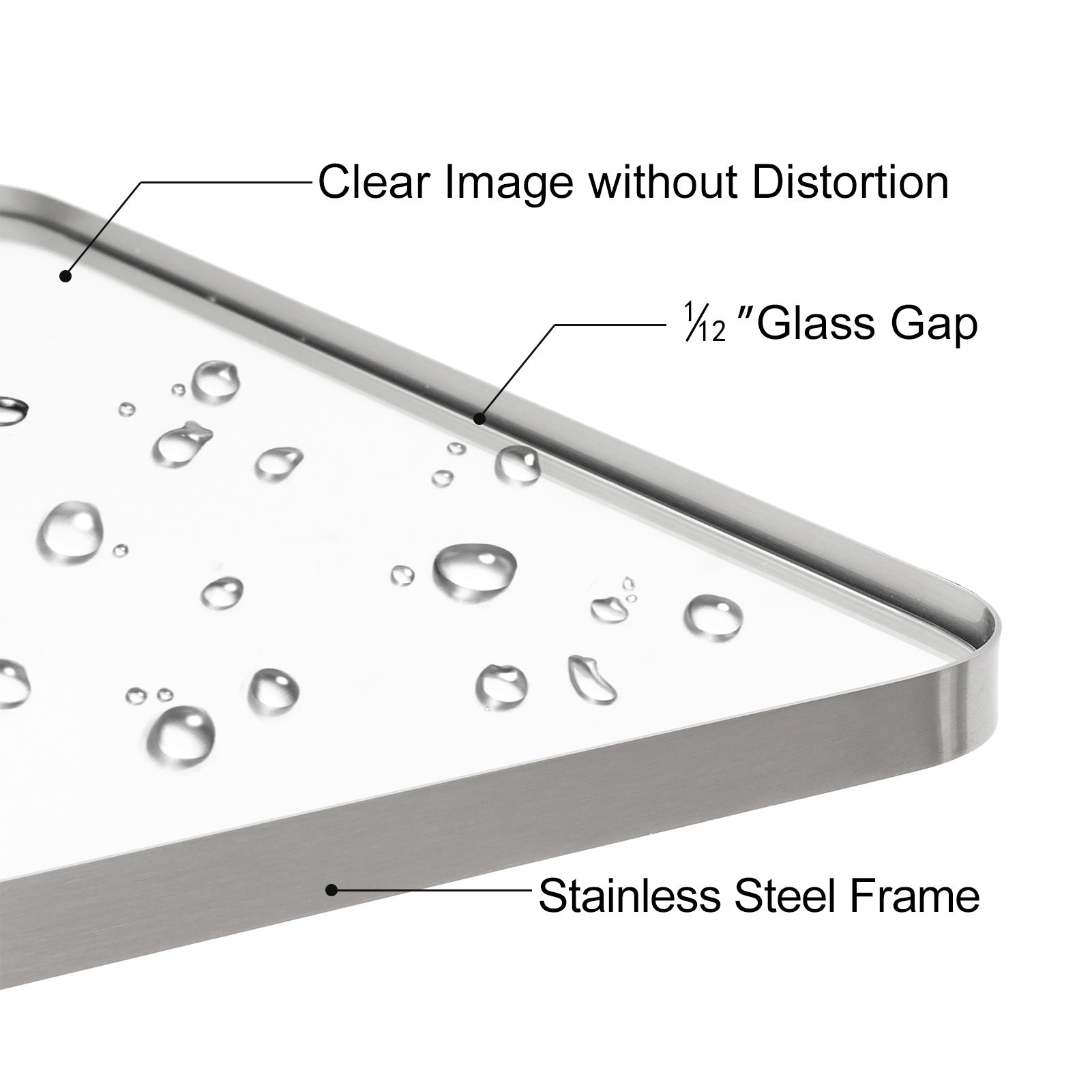 Open Box Like New: Tilting Pivot Rectangular Bathroom Mirrors | Stainless Steel Frame