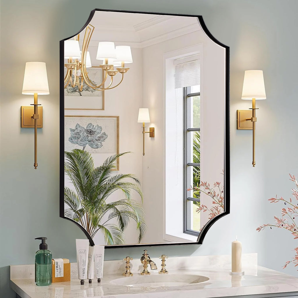 Black Circle Mirror 50 cm I Modern Black Framed Round Irregular Shape  Bathroom Assymetric Design Wall - ShopStyle