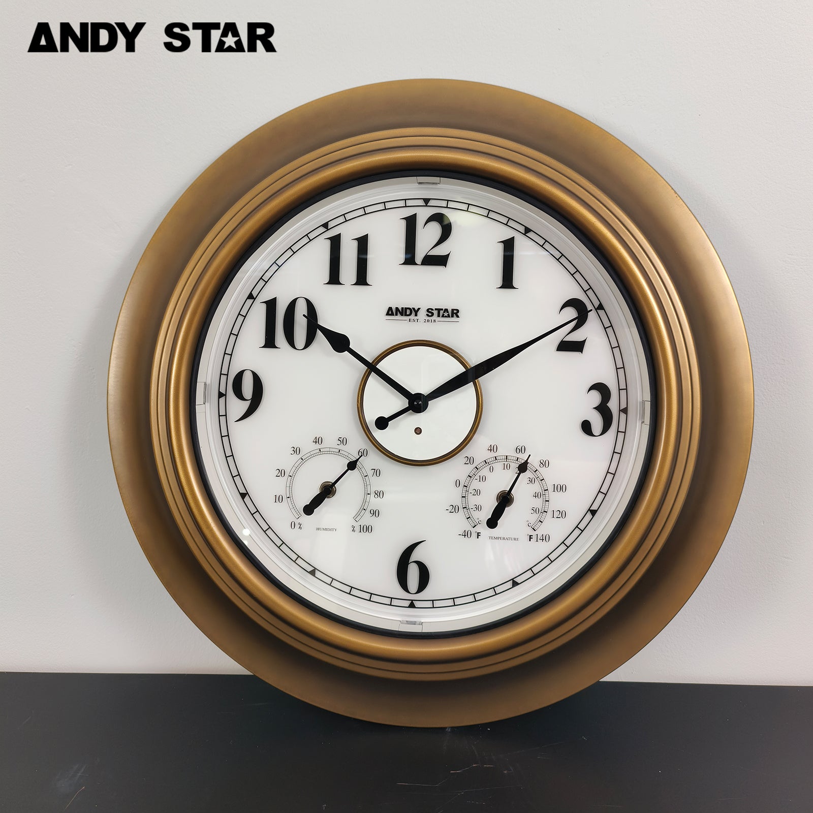 ANDY STAR Contemporary Illuminated Indoor & Outdoor Wall Clock With Ti