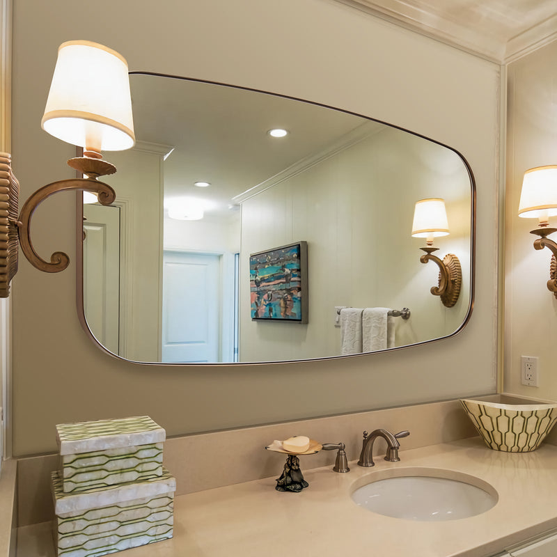 Open Box Like New : Oblong Bathroom Mirror Stainless Steel Framed