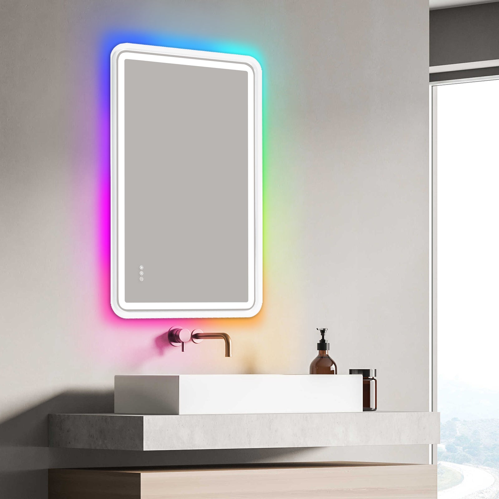 White Framed Led Vanity Mirror 11 WRGB Backlit