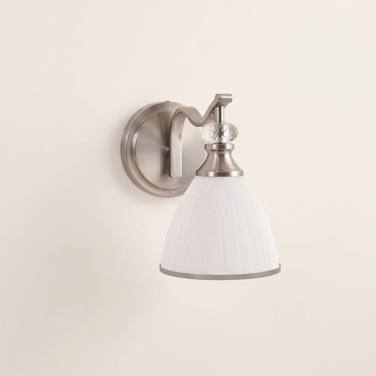 Artistical Metal Crank Frame White Frosted Trumpet Shade Bathroom Sconces