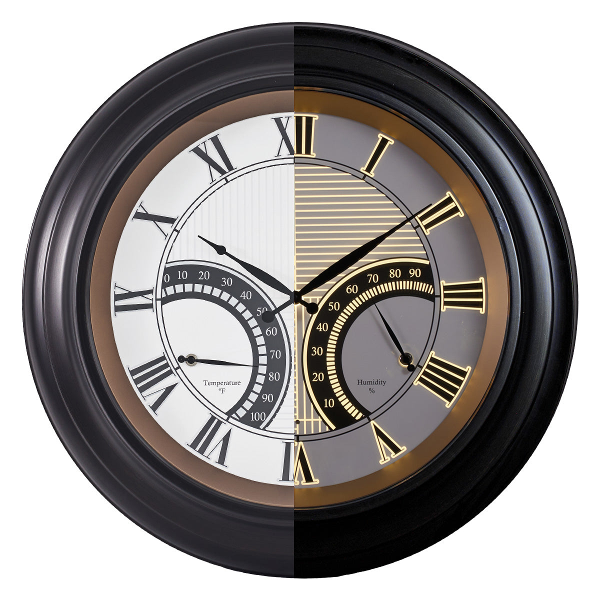 Contemporary 24 Inch Large Outdoor Wall Clock Waterproof Illuminated Clock,Stripe Dial