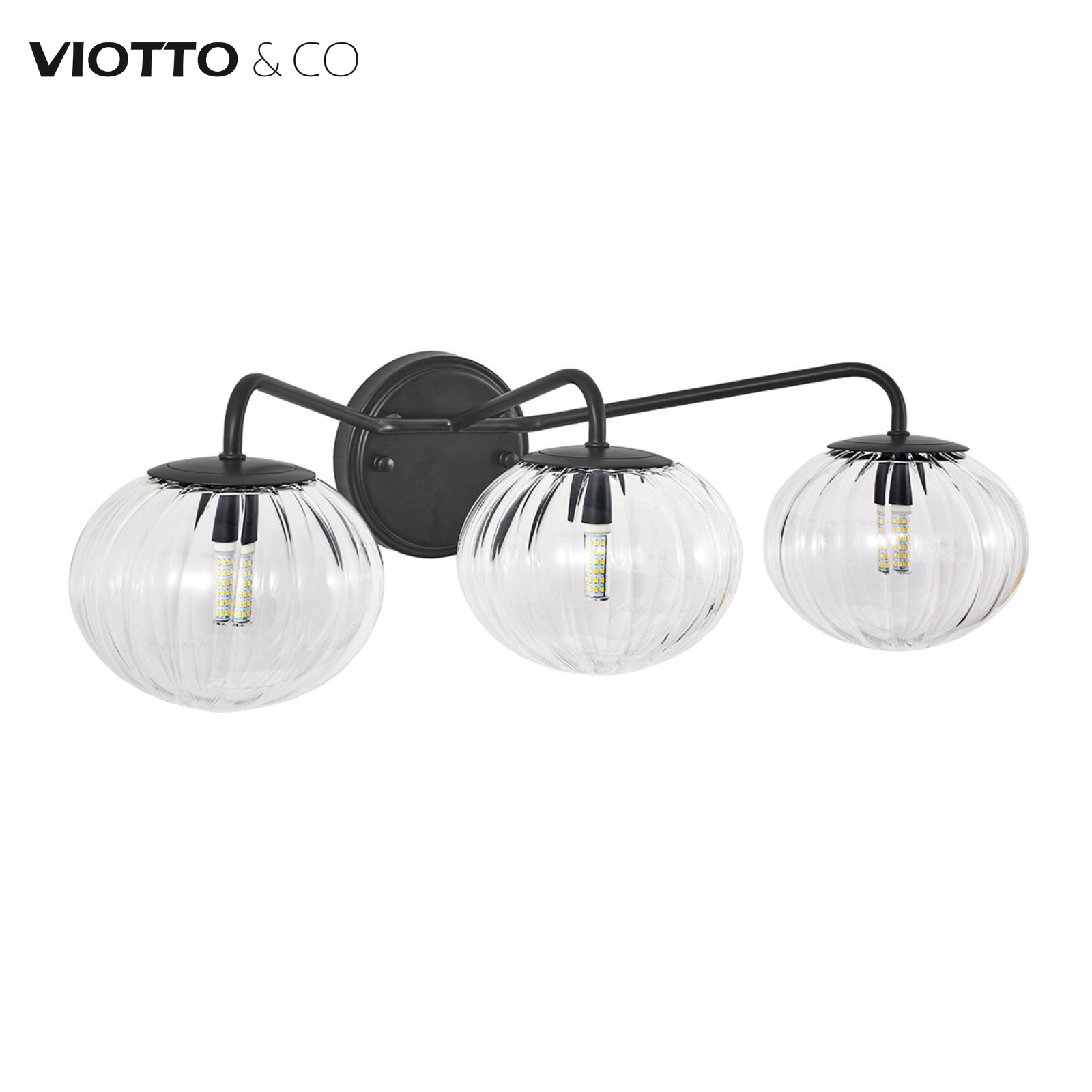 Pumpkin Clear Glass Shades Bathroom Wall Sconce